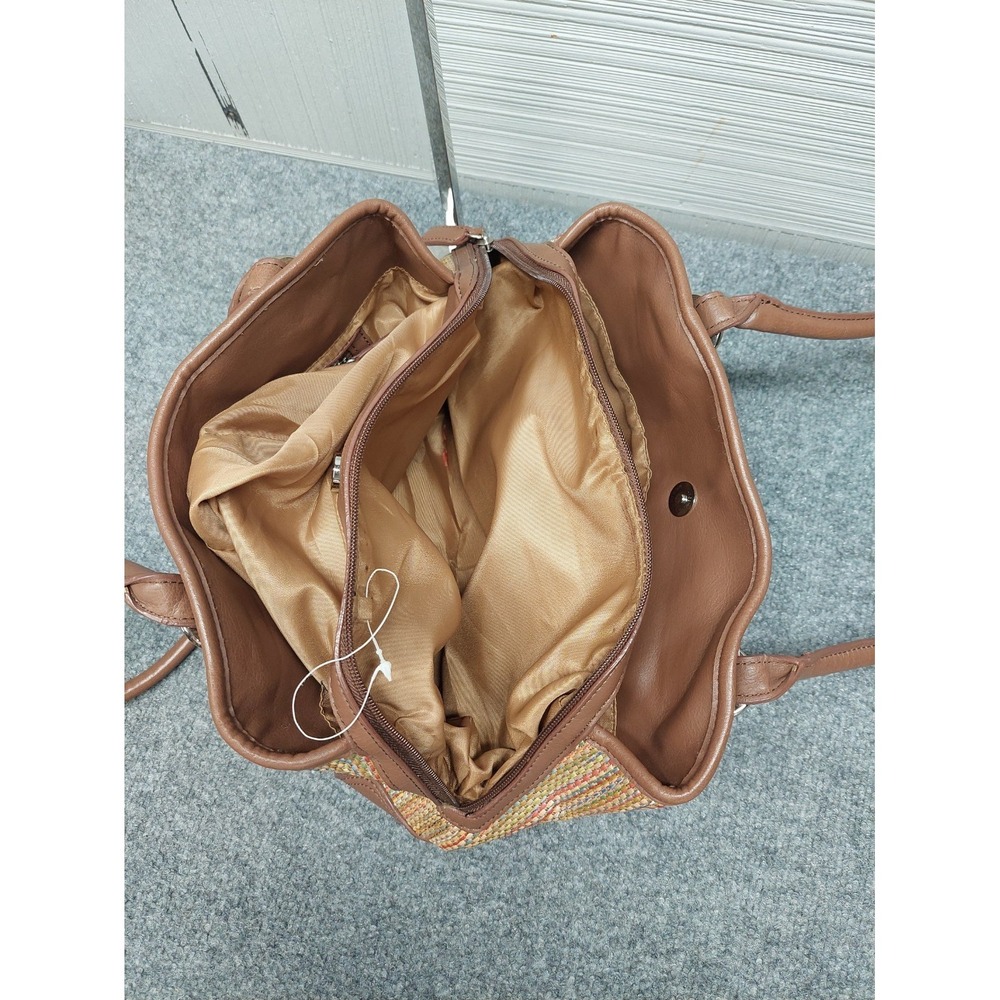 Croft & Barrow Women Shoulder Bag Small Brown Stripe Braided Leather Trim Casual - Picture 14 of 16